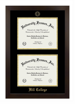 Double Degree (Stacked) Frame in Manhattan Espresso with Black & Gold Mats for DOCUMENT: 8 1/2"H X 11"W  , DOCUMENT: 8 1/2"H X 11"W  