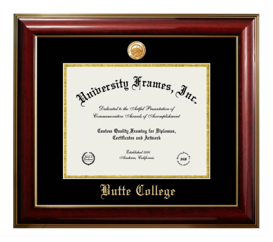 Diploma Frame in Classic Mahogany with Gold Trim with Black & Gold Mats for DOCUMENT: 8 1/2"H X 11"W  