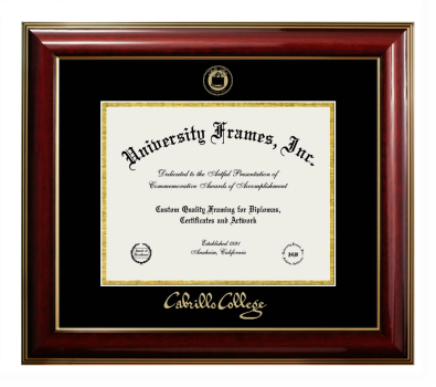 Diploma Frame in Classic Mahogany with Gold Trim with Black & Gold Mats for DOCUMENT: 8 1/2"H X 11"W  