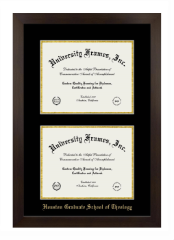 Double Degree (Stacked) Frame in Manhattan Espresso with Black & Gold Mats for DOCUMENT: 8 1/2"H X 11"W  , DOCUMENT: 8 1/2"H X 11"W  