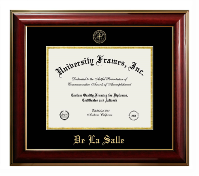 Diploma Frame in Classic Mahogany with Gold Trim with Black & Gold Mats for DOCUMENT: 8 1/2"H X 11"W  