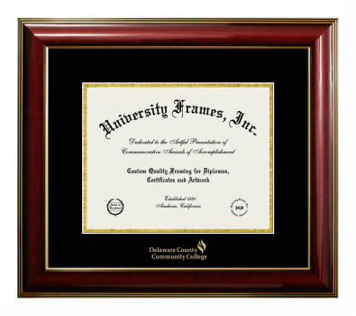 Diploma Frame in Classic Mahogany with Gold Trim with Black & Gold Mats for DOCUMENT: 8 1/2"H X 11"W  