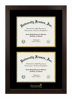 Double Degree (Stacked) Frame in Manhattan Espresso with Black & Gold Mats for DOCUMENT: 8 1/2"H X 11"W  , DOCUMENT: 8 1/2"H X 11"W  