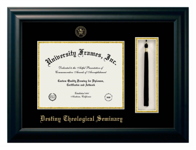 Diploma with Tassel Box Frame in Satin Black with Black & Gold Mats for DOCUMENT: 8 1/2"H X 11"W  