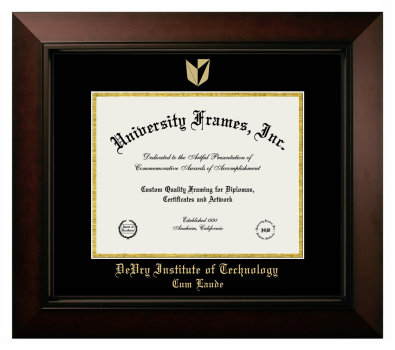 DeVry Institute of Technology Cum Laude (Ohio) Diploma Frame in Legacy Black Cherry with Black & Gold Mats for DOCUMENT: 8 1/2"H X 11"W  