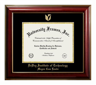 DeVry Institute of Technology Magna Cum Laude (Ohio) Diploma Frame in Classic Mahogany with Gold Trim with Black & Gold Mats for DOCUMENT: 8 1/2"H X 11"W  