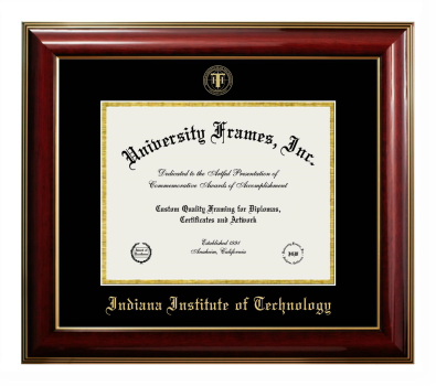 Diploma Frame in Classic Mahogany with Gold Trim with Black & Gold Mats for DOCUMENT: 8 1/2"H X 11"W  