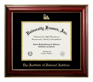 Diploma Frame in Classic Mahogany with Gold Trim with Black & Gold Mats for DOCUMENT: 8 1/2"H X 11"W  