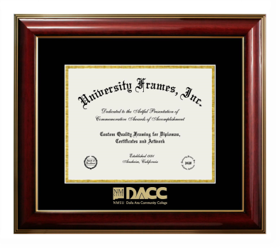 Diploma Frame in Classic Mahogany with Gold Trim with Black & Gold Mats for DOCUMENT: 8 1/2"H X 11"W  