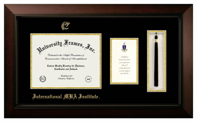 Diploma with Announcement & Tassel Box Frame in Legacy Black Cherry with Black & Gold Mats for DOCUMENT: 8 1/2"H X 11"W  ,  7"H X 4"W  