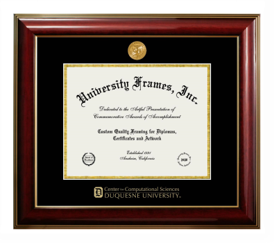 Diploma Frame in Classic Mahogany with Gold Trim with Black & Gold Mats for DOCUMENT: 8 1/2"H X 11"W  