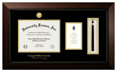 Diploma with Announcement & Tassel Box Frame in Legacy Black Cherry with Black & Gold Mats for DOCUMENT: 8 1/2"H X 11"W  ,  7"H X 4"W  