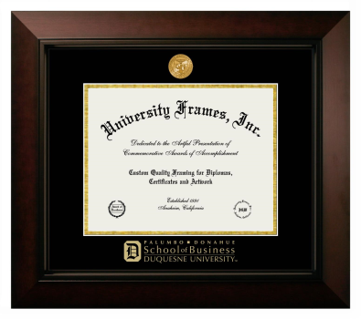 Diploma Frame in Legacy Black Cherry with Black & Gold Mats for DOCUMENT: 8 1/2"H X 11"W  