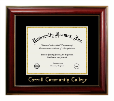 Diploma Frame in Classic Mahogany with Gold Trim with Black & Gold Mats for DOCUMENT: 8 1/2"H X 11"W  