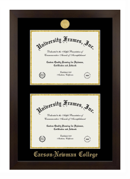 Double Degree (Stacked) Frame in Manhattan Espresso with Black & Gold Mats for DOCUMENT: 8 1/2"H X 11"W  , DOCUMENT: 8 1/2"H X 11"W  