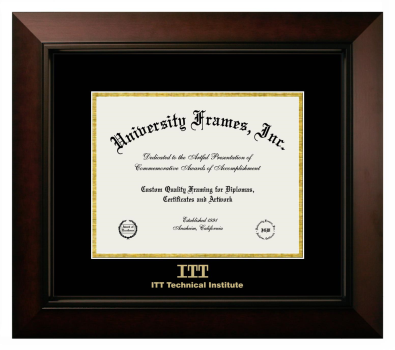 Diploma Frame in Legacy Black Cherry with Black & Gold Mats for DOCUMENT: 8 1/2"H X 11"W  