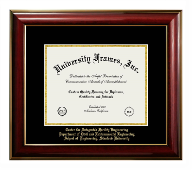 Diploma Frame in Classic Mahogany with Gold Trim with Black & Gold Mats for DOCUMENT: 8 1/2"H X 11"W  