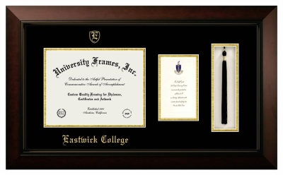 Diploma with Announcement & Tassel Box Frame in Legacy Black Cherry with Black & Gold Mats for DOCUMENT: 8 1/2"H X 11"W  ,  7"H X 4"W  