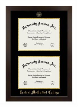 Double Degree (Stacked) Frame in Manhattan Espresso with Black & Gold Mats for DOCUMENT: 8 1/2"H X 11"W  , DOCUMENT: 8 1/2"H X 11"W  