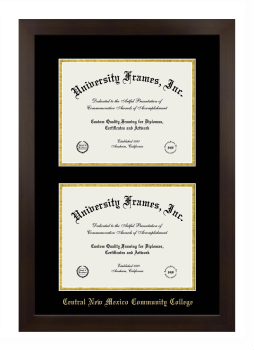 Double Degree (Stacked) Frame in Manhattan Espresso with Black & Gold Mats for DOCUMENT: 8 1/2"H X 11"W  , DOCUMENT: 8 1/2"H X 11"W  