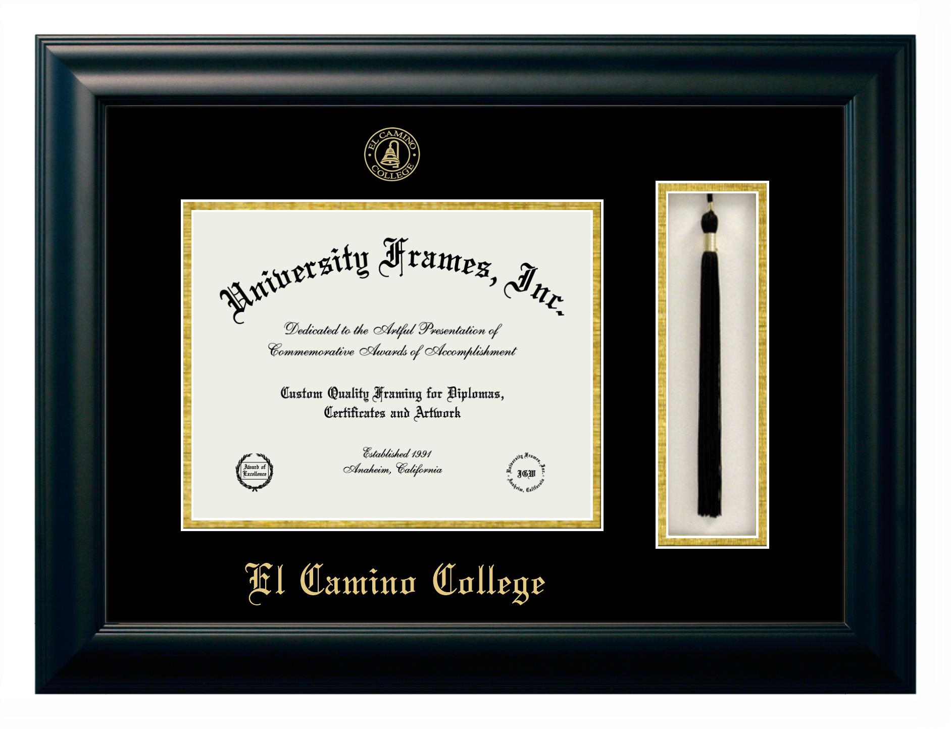 El Camino College Diploma with Tassel Box Frame in Satin Black with Black &  Gold Mats