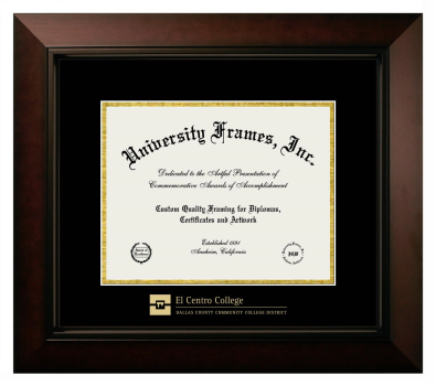 El Centro Community College Diploma Frame in Legacy Black Cherry with Black & Gold Mats for DOCUMENT: 8 1/2"H X 11"W  