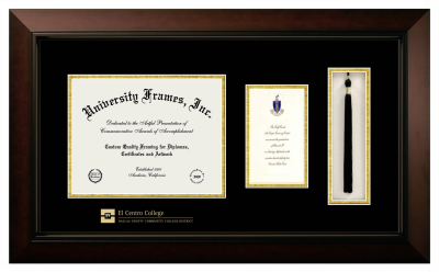 Diploma with Announcement & Tassel Box Frame in Legacy Black Cherry with Black & Gold Mats for DOCUMENT: 8 1/2"H X 11"W  ,  7"H X 4"W  