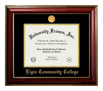 Diploma Frame in Classic Mahogany with Gold Trim with Black & Gold Mats for DOCUMENT: 8 1/2"H X 11"W  