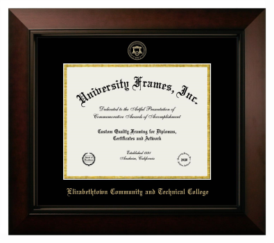 Elizabethtown Community and Technical College Diploma Frame in Legacy Black Cherry with Black & Gold Mats for DOCUMENT: 8 1/2"H X 11"W  