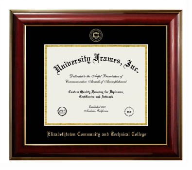 Elizabethtown Community and Technical College Diploma Frame in Classic Mahogany with Gold Trim with Black & Gold Mats for DOCUMENT: 8 1/2"H X 11"W  