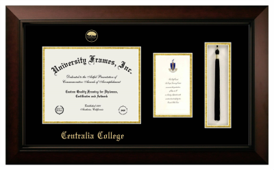 Diploma with Announcement & Tassel Box Frame in Legacy Black Cherry with Black & Gold Mats for DOCUMENT: 8 1/2"H X 11"W  ,  7"H X 4"W  