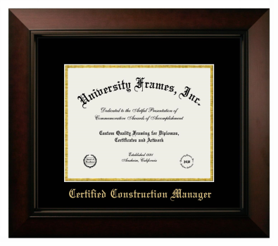 Diploma Frame in Legacy Black Cherry with Black & Gold Mats for DOCUMENT: 8 1/2"H X 11"W  