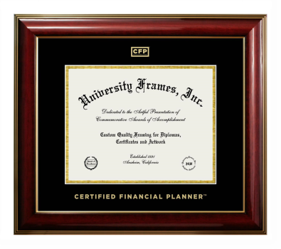 Diploma Frame in Classic Mahogany with Gold Trim with Black & Gold Mats for DOCUMENT: 8 1/2"H X 11"W  