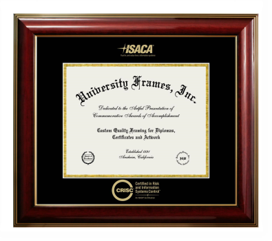 Diploma Frame in Classic Mahogany with Gold Trim with Black & Gold Mats for DOCUMENT: 8 1/2"H X 11"W  