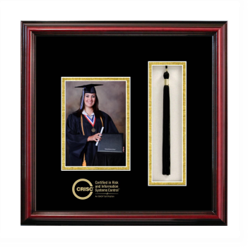 5 x 7 Portrait with Tassel Box Frame in Petite Cherry with Black & Gold Mats