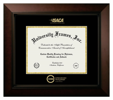 Diploma Frame in Legacy Black Cherry with Black & Gold Mats for DOCUMENT: 8 1/2"H X 11"W  