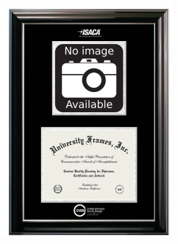 Double Opening with Campus Image (Stacked) Frame in Classic Ebony with Silver Trim with Black & Silver Mats for DOCUMENT: 8 1/2"H X 11"W  