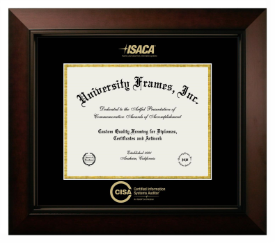 Diploma Frame in Legacy Black Cherry with Black & Gold Mats for DOCUMENT: 8 1/2"H X 11"W  