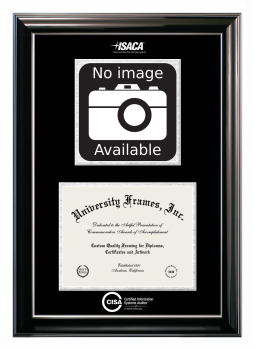 Double Opening with Campus Image (Stacked) Frame in Classic Ebony with Silver Trim with Black & Silver Mats for DOCUMENT: 8 1/2"H X 11"W  