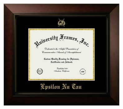 Epsilon Nu Tau Diploma Frame in Legacy Black Cherry with Black & Gold Mats for DOCUMENT: 8 1/2"H X 11"W  