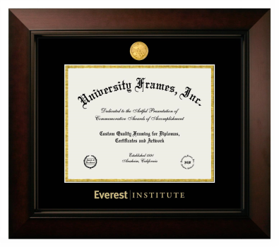 Diploma Frame in Legacy Black Cherry with Black & Gold Mats for DOCUMENT: 8 1/2"H X 11"W  