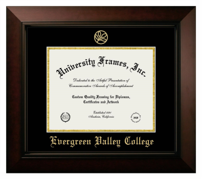 Evergreen Valley College Diploma Frame in Legacy Black Cherry with Black & Gold Mats for DOCUMENT: 8 1/2"H X 11"W  