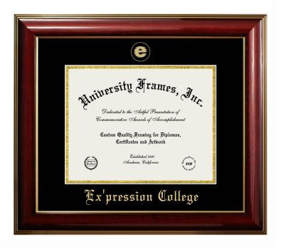 Ex'pression College Diploma Frame in Classic Mahogany with Gold Trim with Black & Gold Mats for DOCUMENT: 8 1/2"H X 11"W  