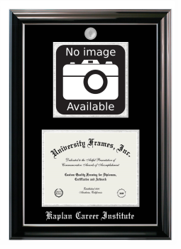 Double Opening with Campus Image (Stacked) Frame in Classic Ebony with Silver Trim with Black & Silver Mats for DOCUMENT: 8 1/2"H X 11"W  