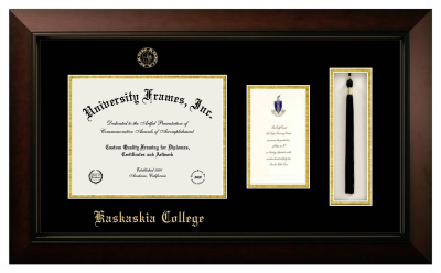 Diploma with Announcement & Tassel Box Frame in Legacy Black Cherry with Black & Gold Mats for DOCUMENT: 8 1/2"H X 11"W  ,  7"H X 4"W  