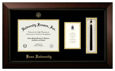 Diploma with Announcement & Tassel Box Frame in Legacy Black Cherry with Black & Gold Mats for DOCUMENT: 8 1/2"H X 11"W  ,  7"H X 4"W  