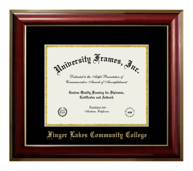 Diploma Frame in Classic Mahogany with Gold Trim with Black & Gold Mats for DOCUMENT: 8 1/2"H X 11"W  