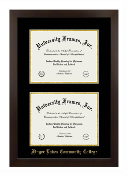 Double Degree (Stacked) Frame in Manhattan Espresso with Black & Gold Mats for DOCUMENT: 8 1/2"H X 11"W  , DOCUMENT: 8 1/2"H X 11"W  