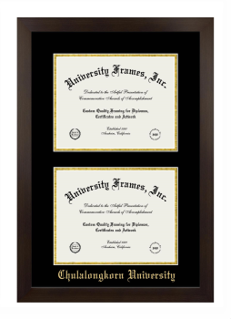 Double Degree (Stacked) Frame in Manhattan Espresso with Black & Gold Mats for DOCUMENT: 8 1/2"H X 11"W  , DOCUMENT: 8 1/2"H X 11"W  