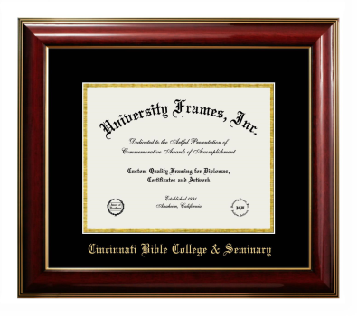 Diploma Frame in Classic Mahogany with Gold Trim with Black & Gold Mats for DOCUMENT: 8 1/2"H X 11"W  